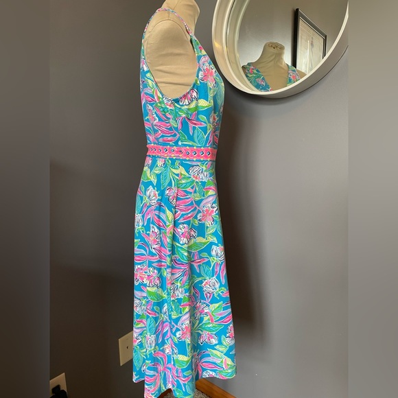 Lilly Pulitzer Clancie Knee length Wrap Dress Turquoise Size Large - Picture 12 of 15